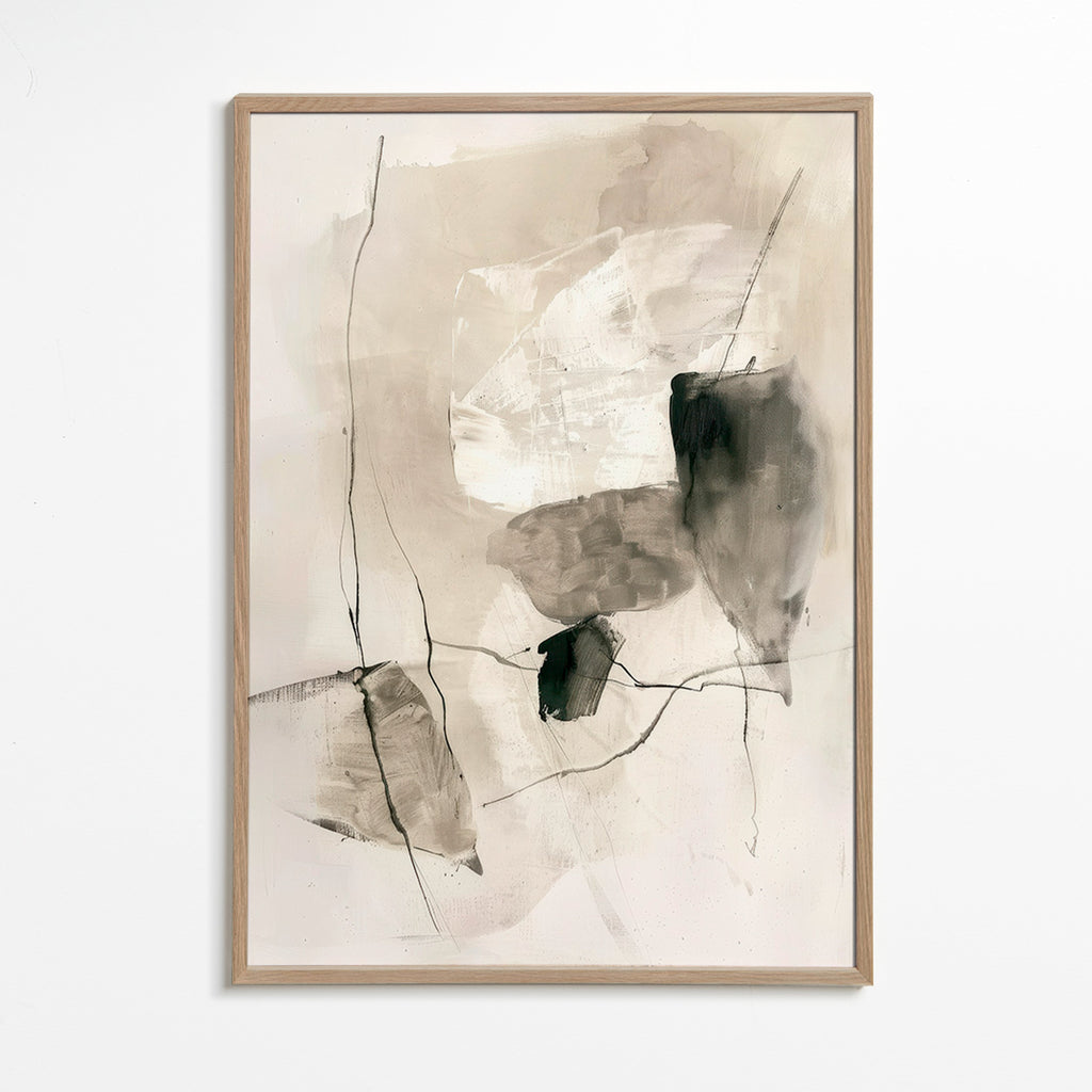 Obra abstrata com lavagens de tinta – Oak Frame