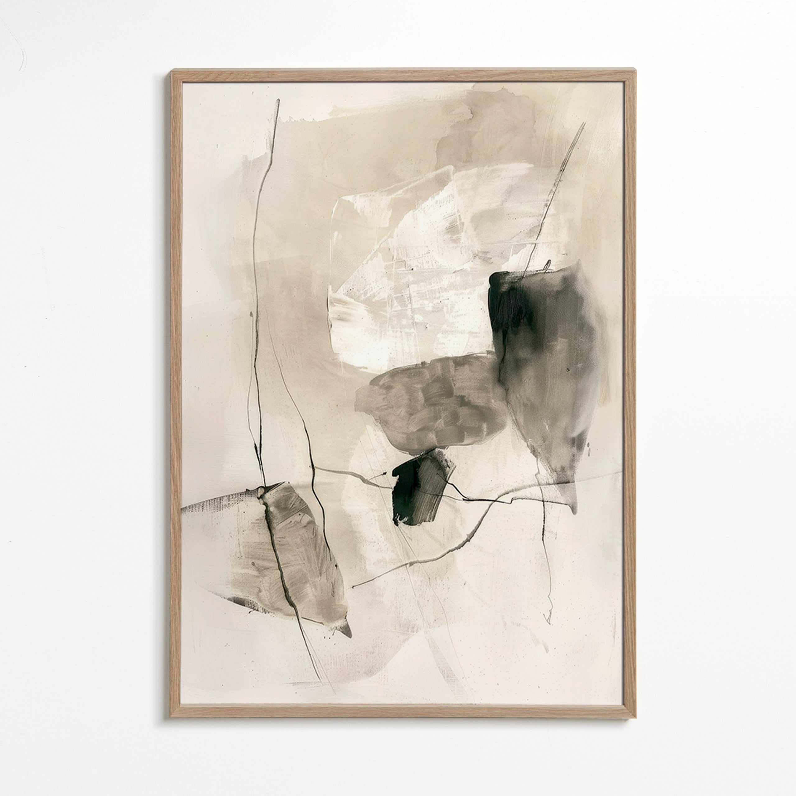 Obra abstrata com lavagens de tinta – Oak Frame