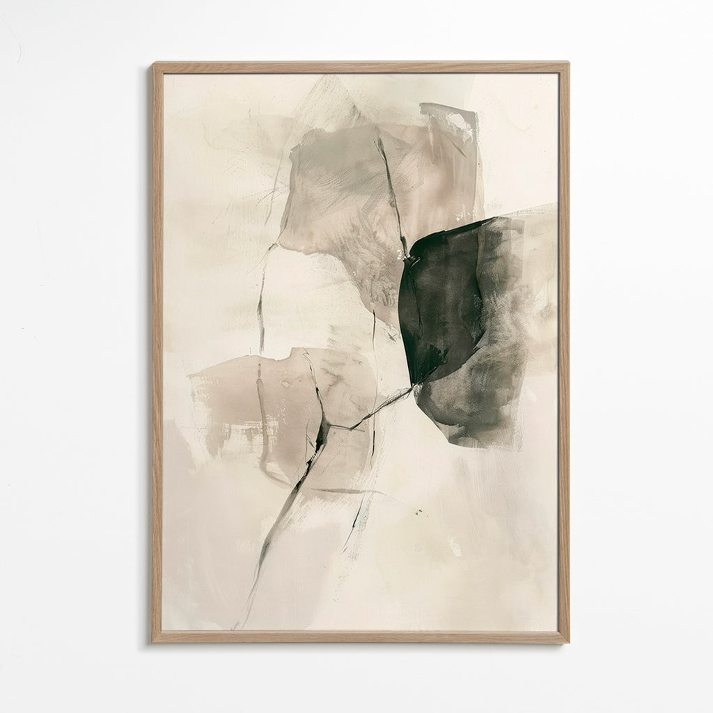Quadro abstrato em tinta e vazios suaves – Oak Frame