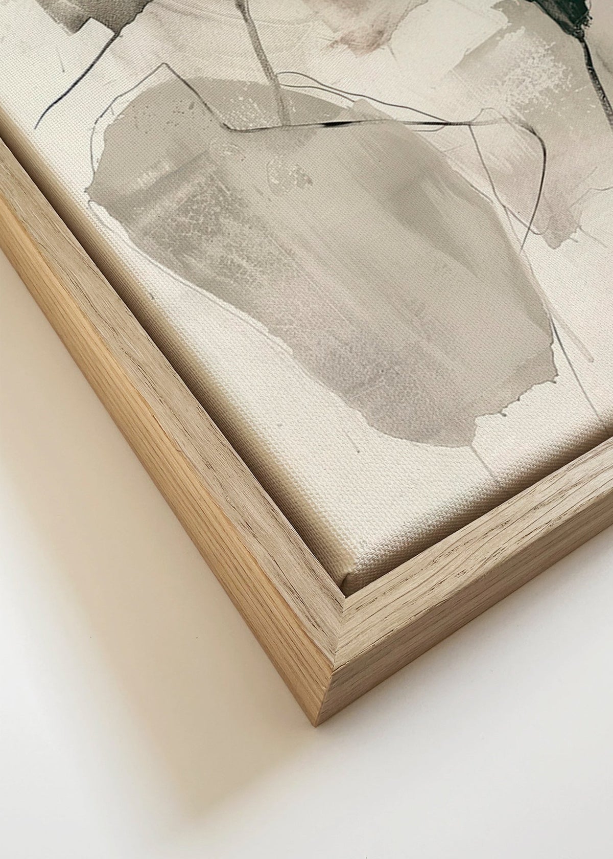 Obra abstrata em tinta e tons neutros – Canvas detail