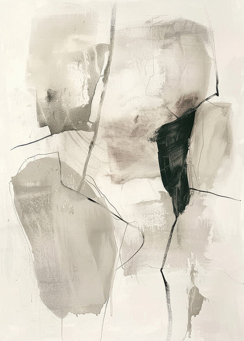 Obra abstrata em tinta e tons neutros