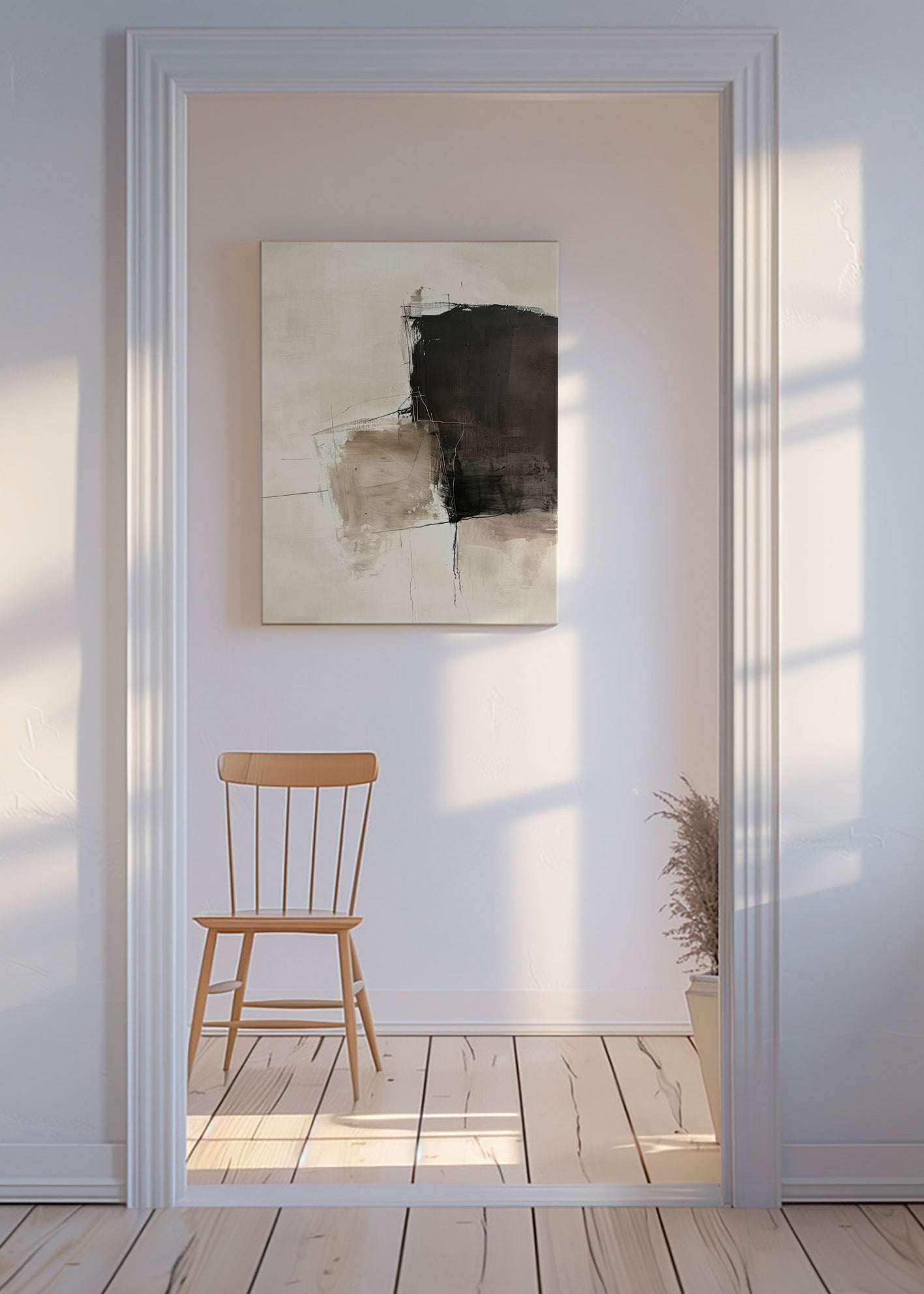 Obra abstrata com contraste escuro e areias – Canvas