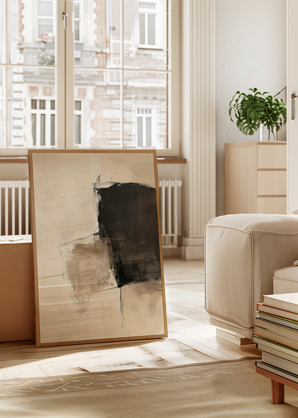 Obra abstrata com contraste escuro e areias – Product2
