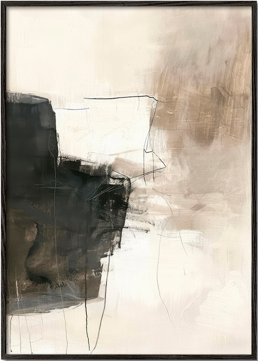 Obra abstrata com bloco escuro – Black Frame