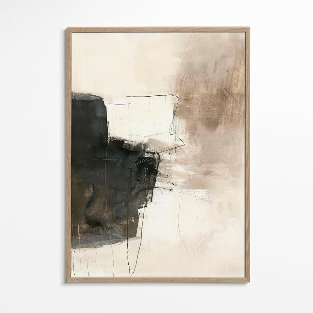 Obra abstrata com bloco escuro – Oak Frame