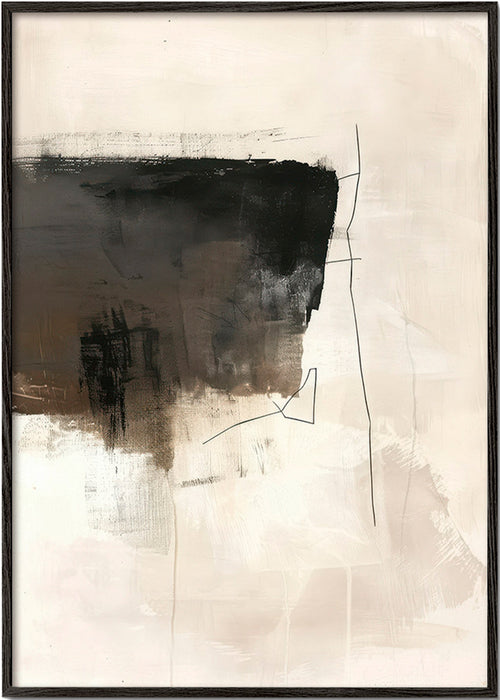 Arte abstrata com pincelada escura sobre fundo claro – Black Frame