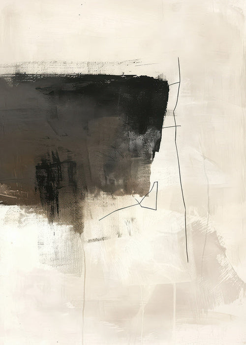 Arte abstrata com pincelada escura sobre fundo claro