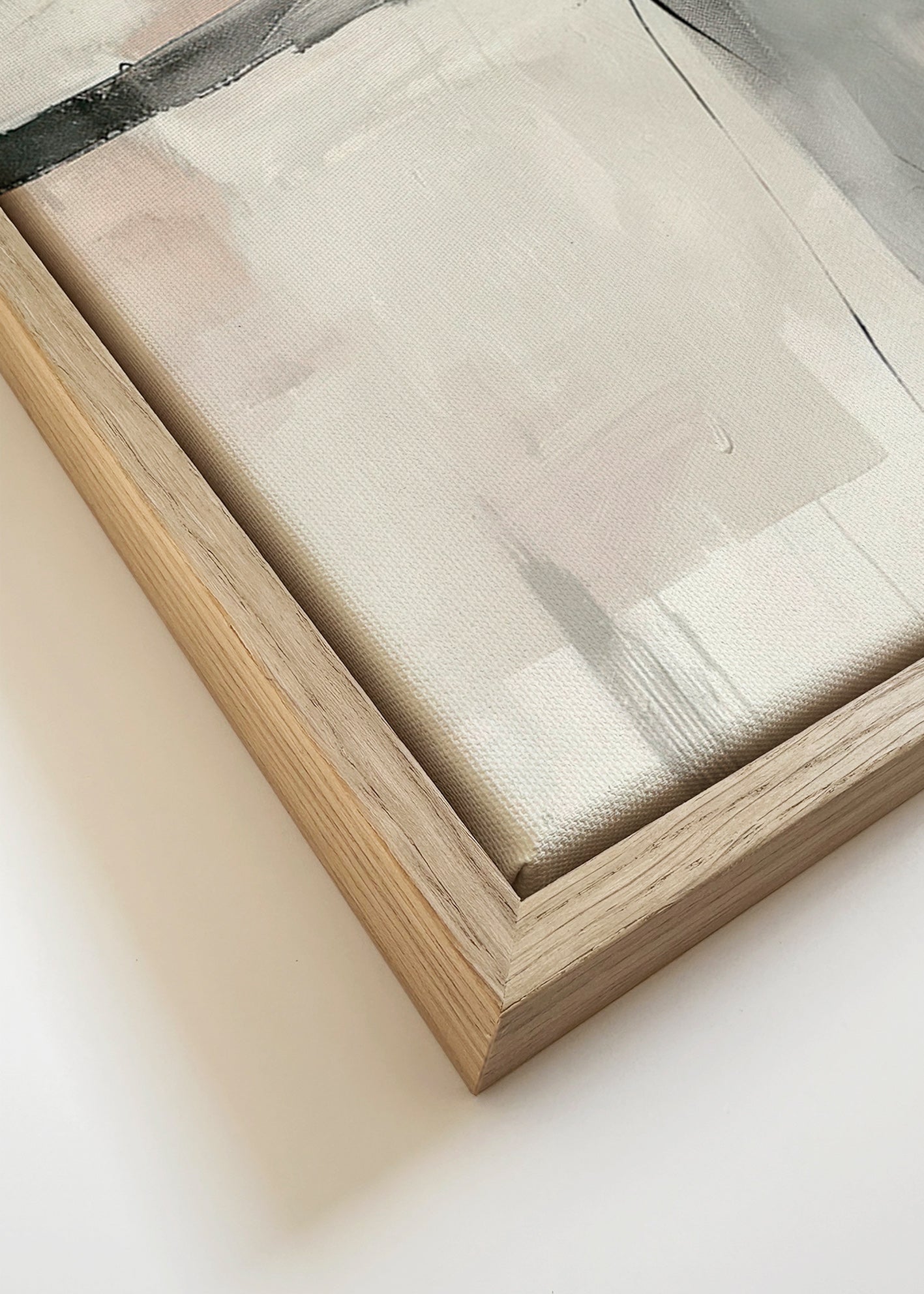 Quadro abstrato com linhas subtis e planos cinzentos – Canvas detail