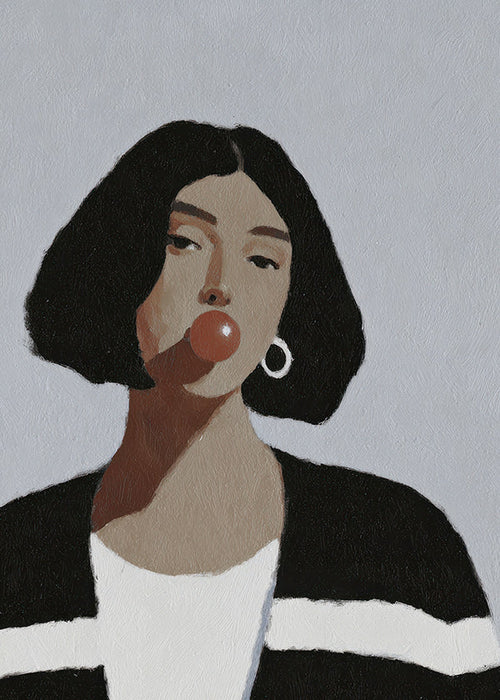 Ilustração retrato feminino com pastilha