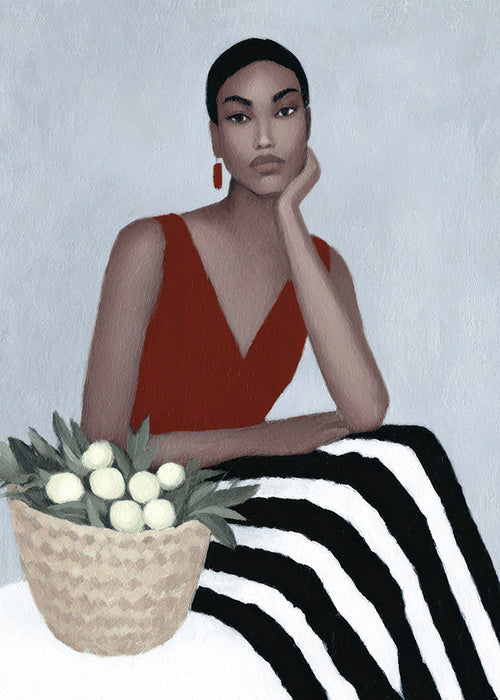 Ilustração de mulher com vestido vermelho