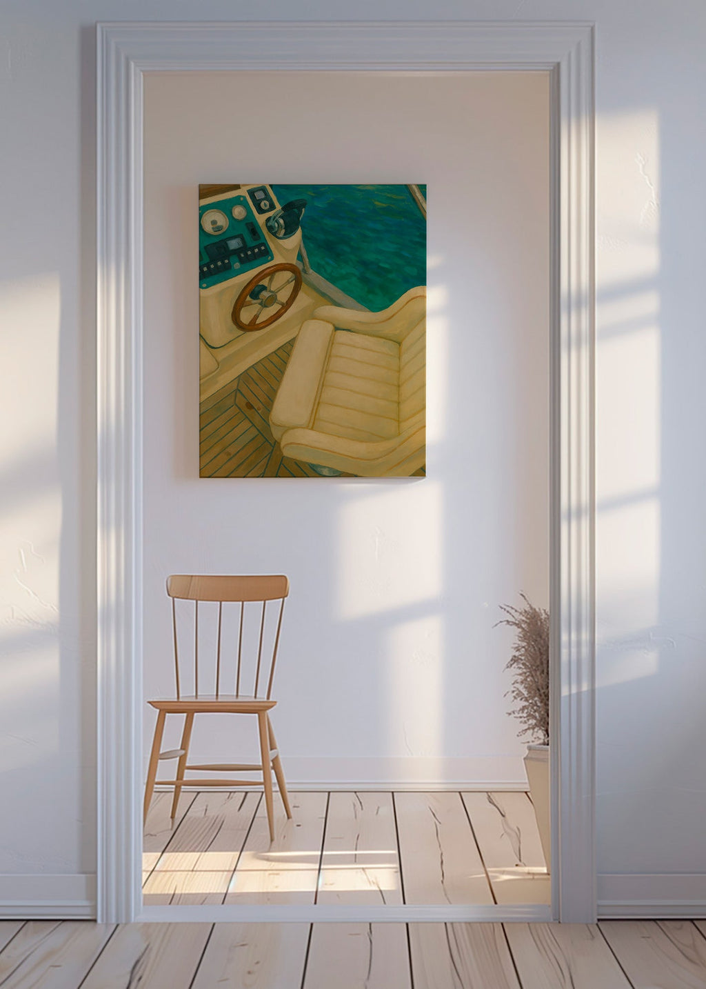 Arte paisagística com leme e mar turquesa – Canvas