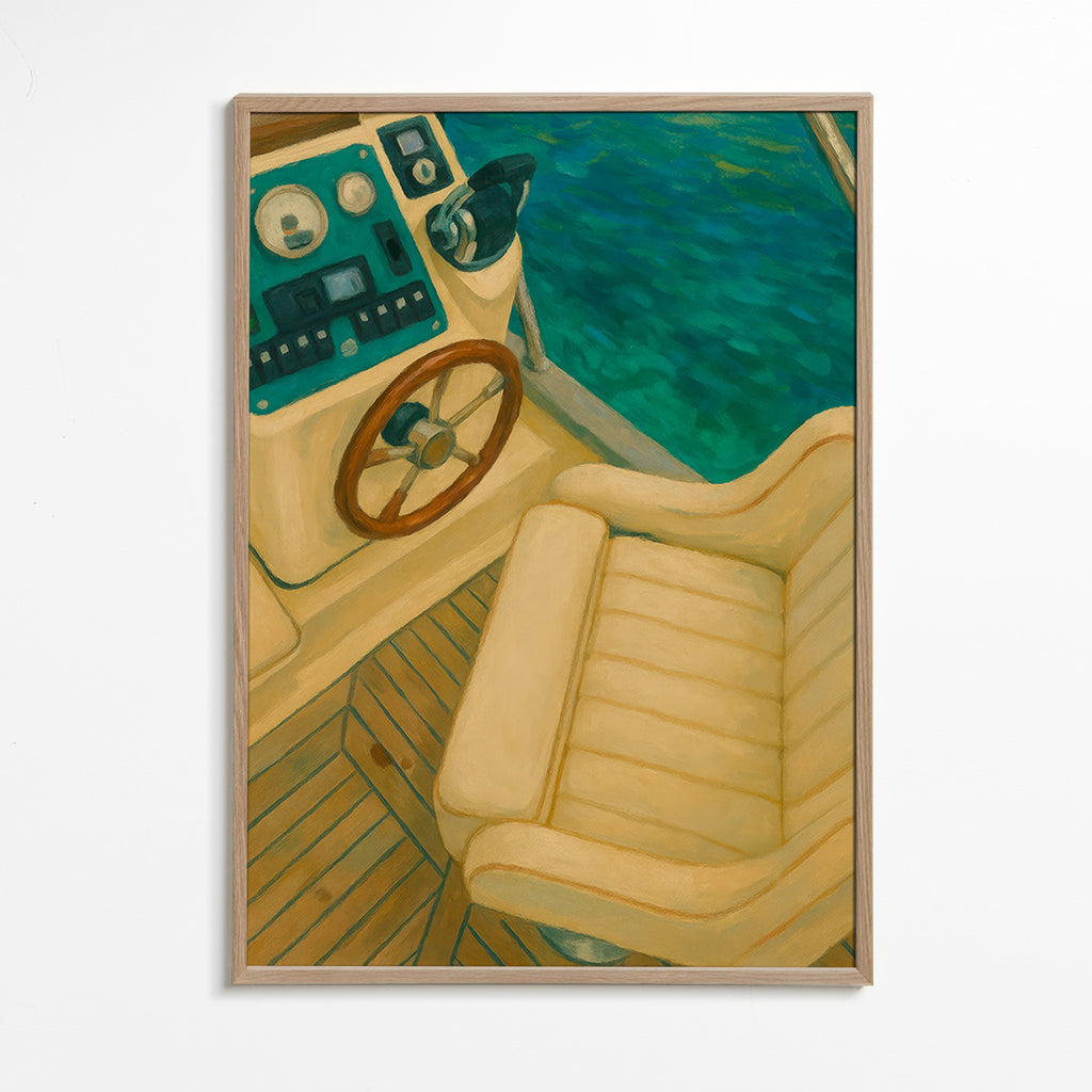 Arte paisagística com leme e mar turquesa – Oak Frame