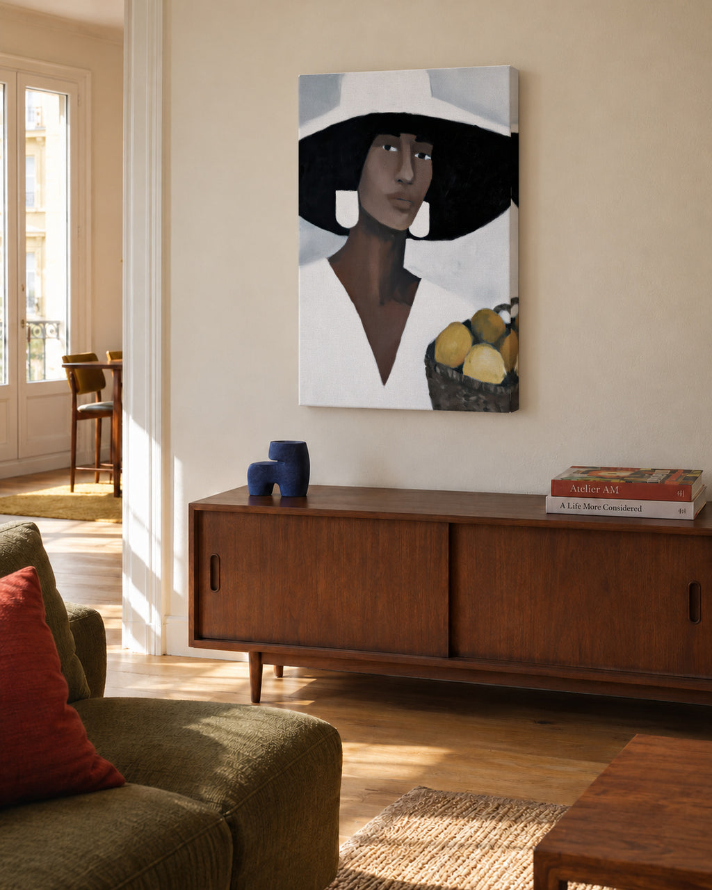 Wide Brim Hat - Unframed canvas in an interior
