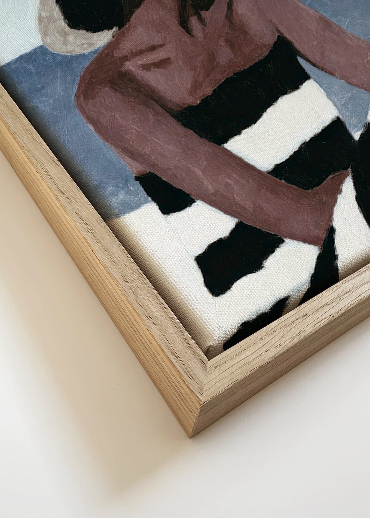 Quadro de paisagem com mulher e chapéu – Canvas detail