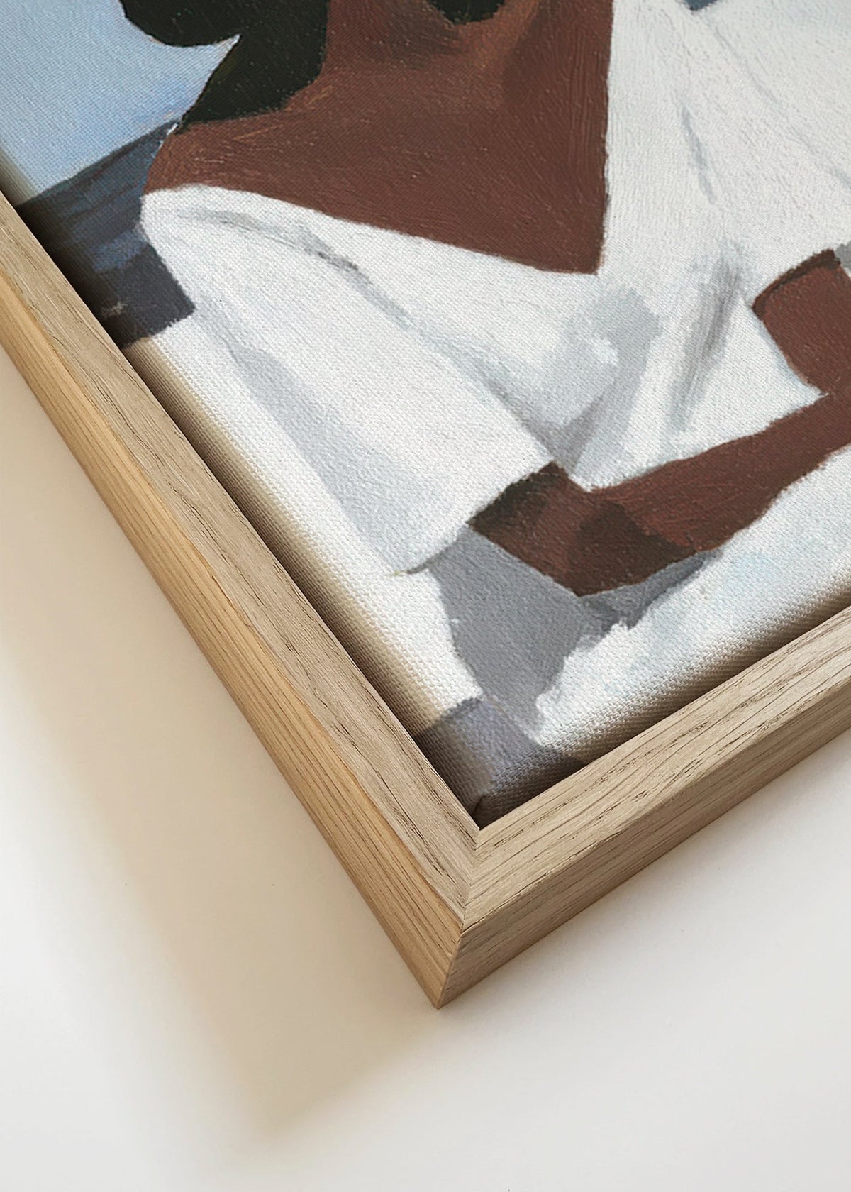 Quadro de paisagem com mulher e chapéu – Canvas detail
