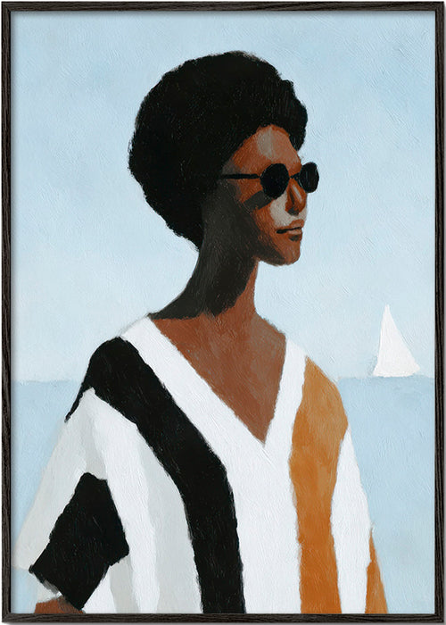 Ilustração de figura com veleiro – Black Frame