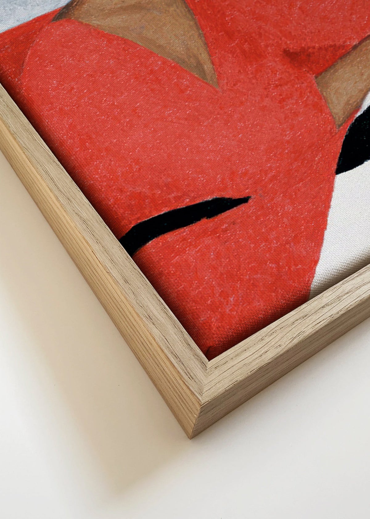 Ilustração de mulher com vestido vermelho e folha tropical – Canvas detail