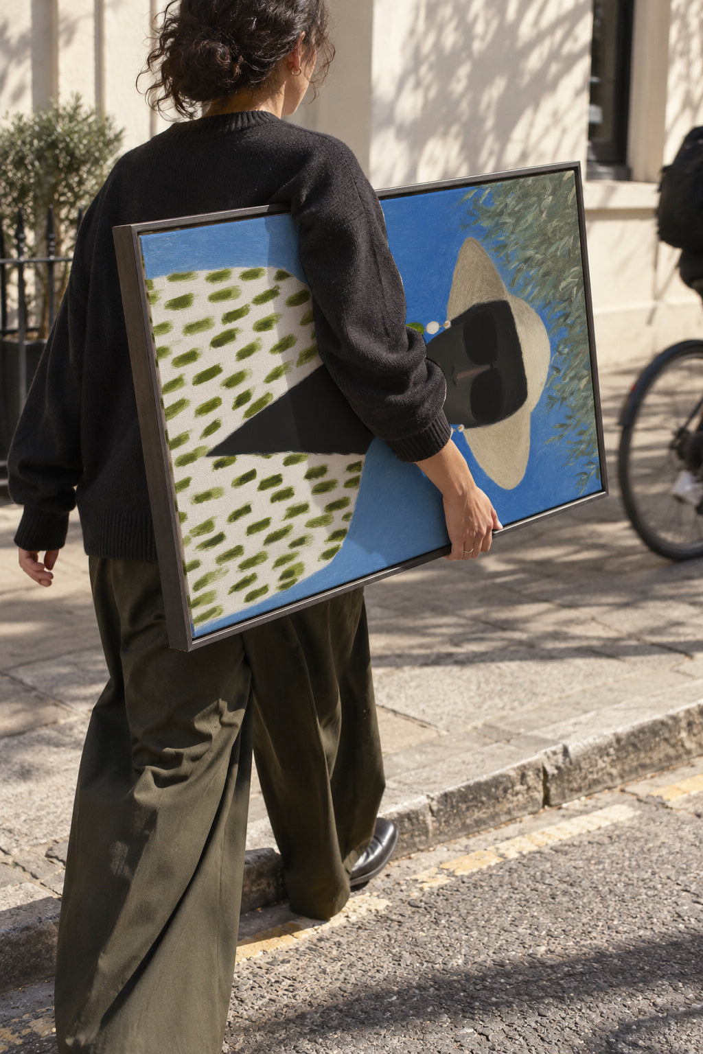Green Patterned Scarf - Framed canvas in an interior