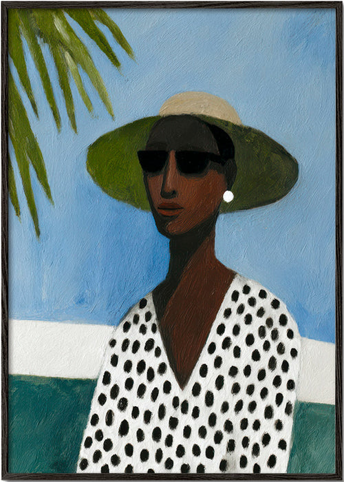 Estampa botânica retrato com palmeira – Black Frame