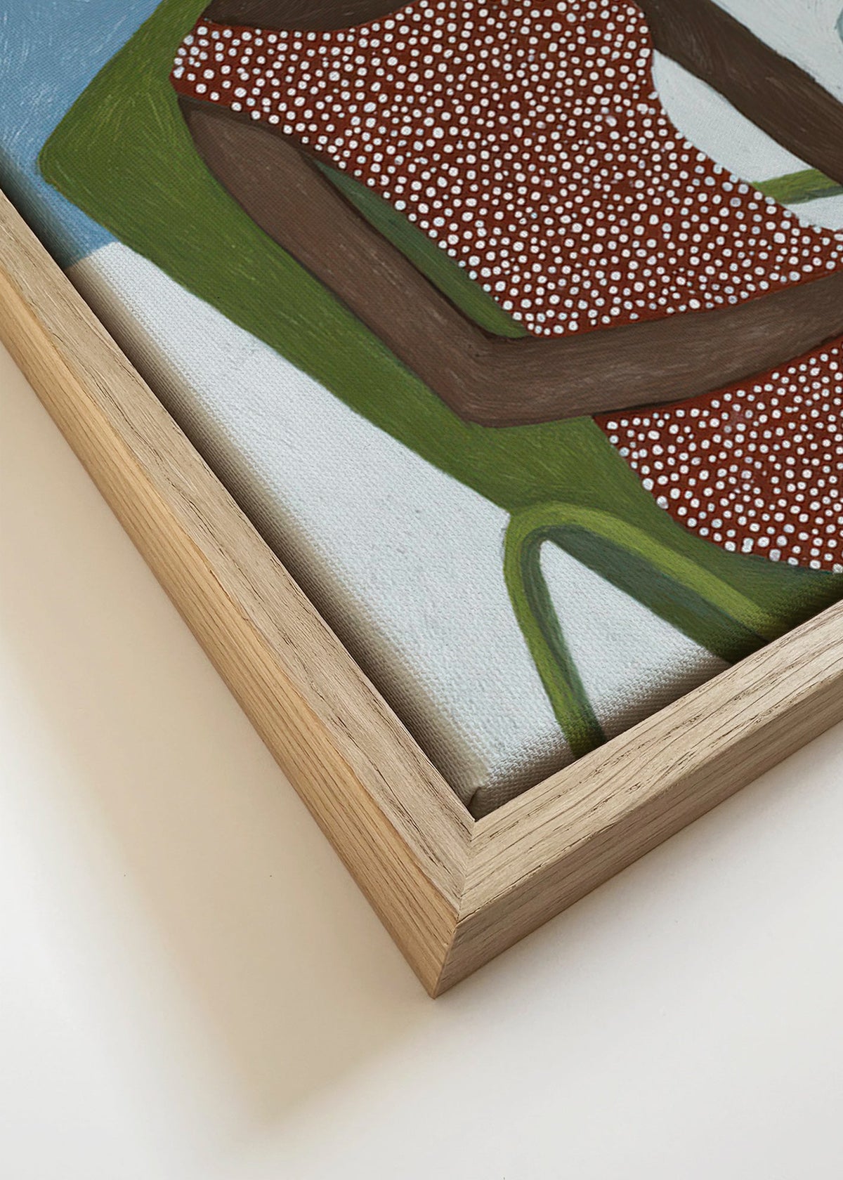 Ilustração feminina com chapéu e cadeira verde – Canvas detail
