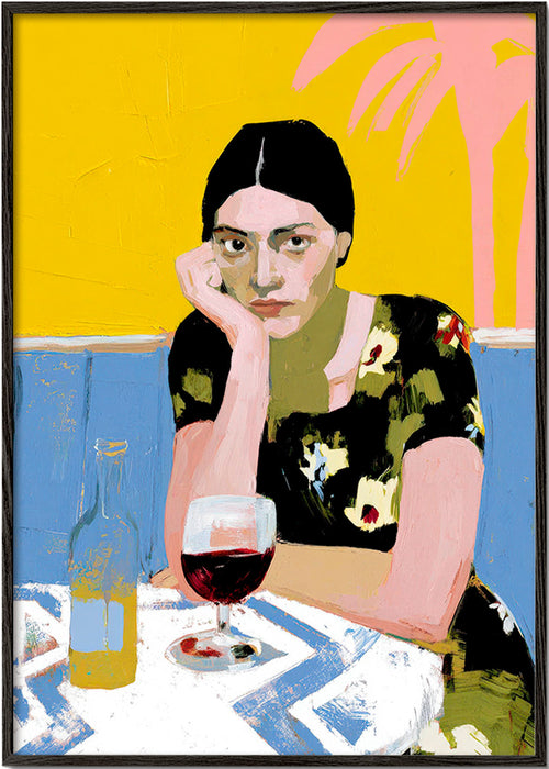 Arte para cozinha: mulher com coquetel – Black Frame