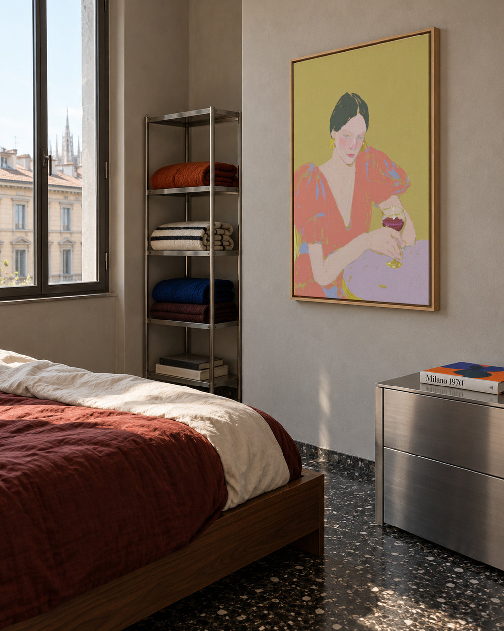 Pastel Evening - Framed canvas in an interior