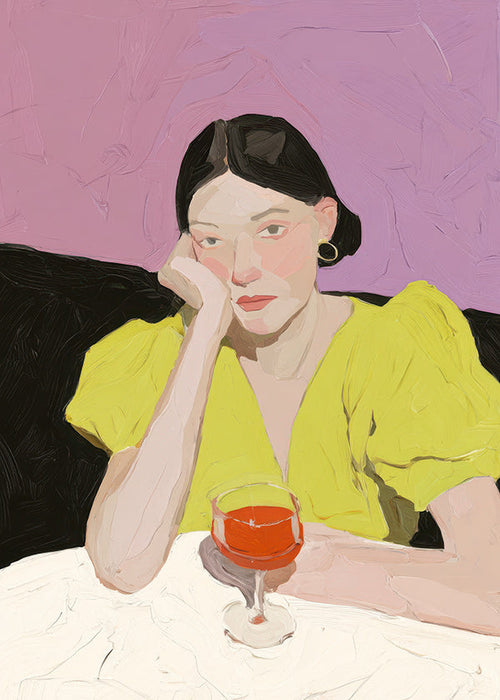 Ilustração retrato mulher com taça