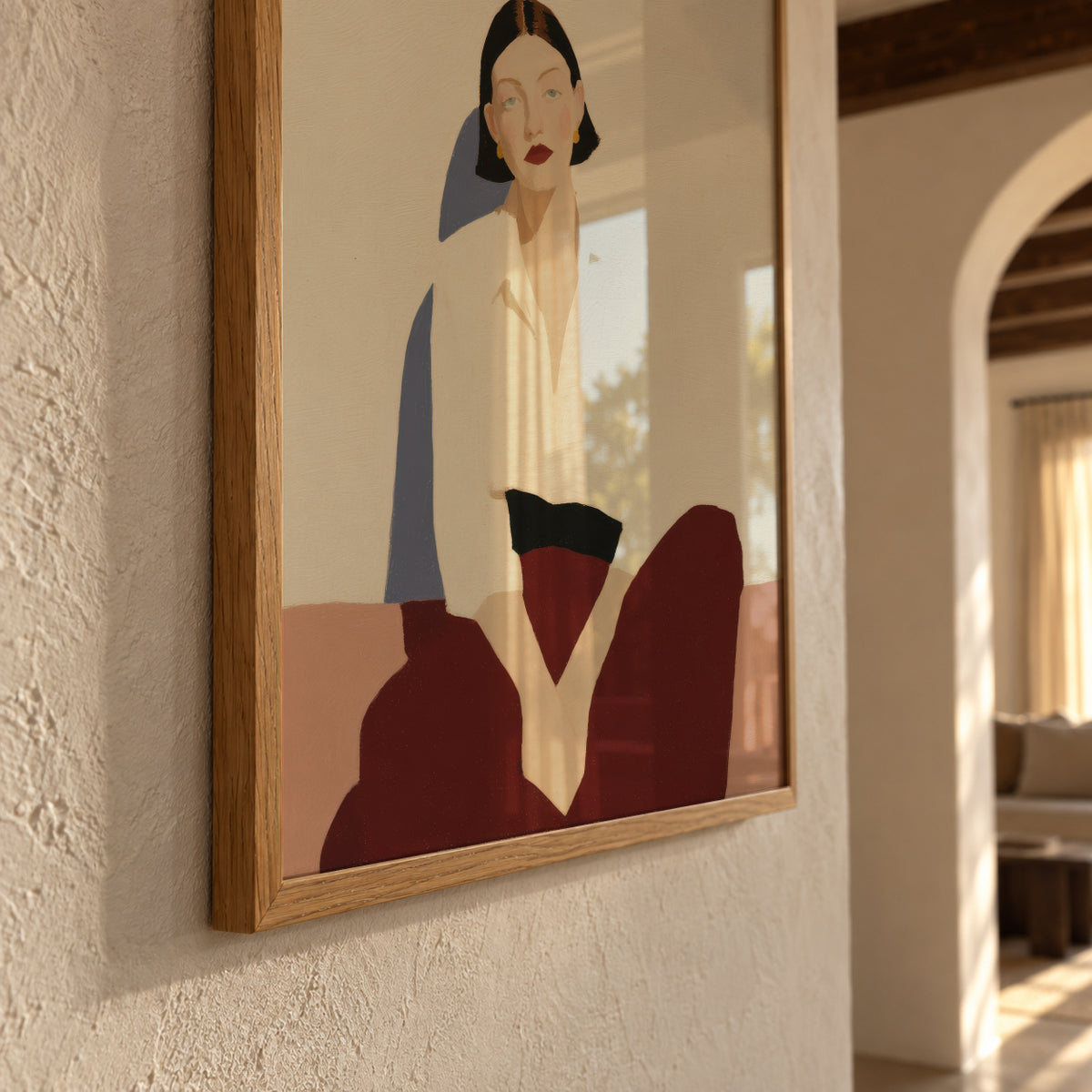 Minimalist Seated Figure - Framed poster detail