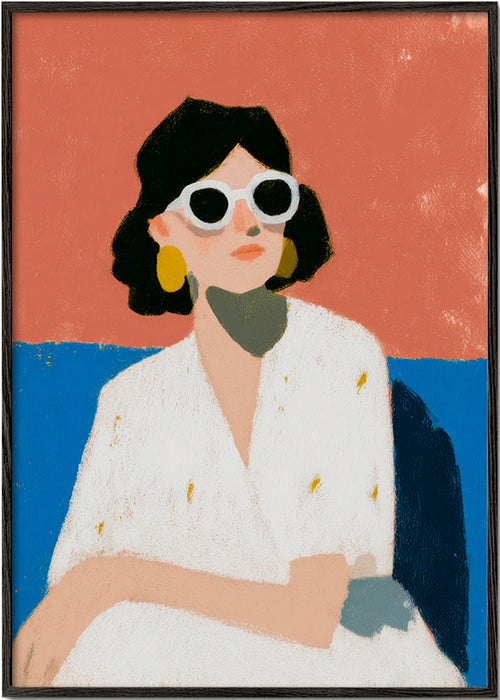 Ilustração de mulher com óculos brancos – Black Frame