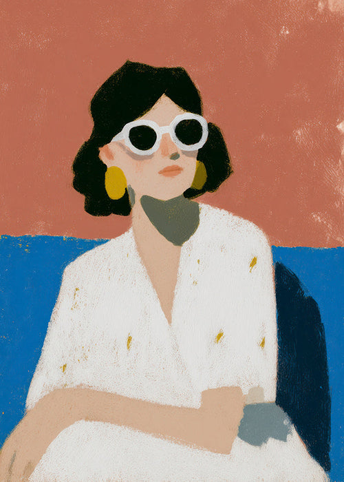 Ilustração de mulher com óculos brancos