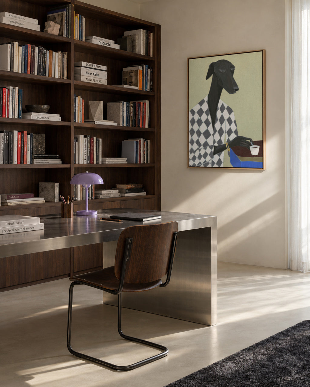 Coffee Dog II - Framed canvas in an interior