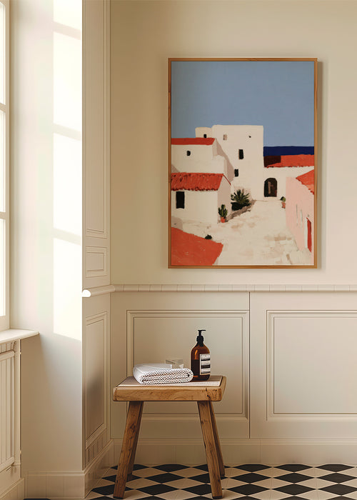 Quadro de paisagem mediterrânea com telhados vermelhos – Product1