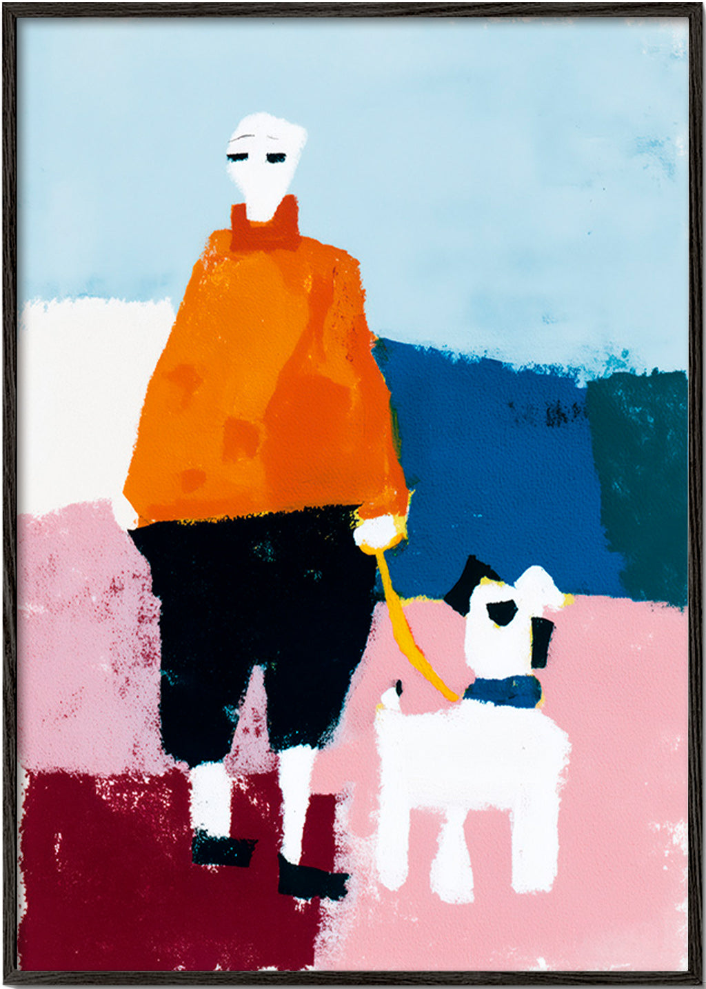 Ilustração passeio matutino com cão – Black Frame