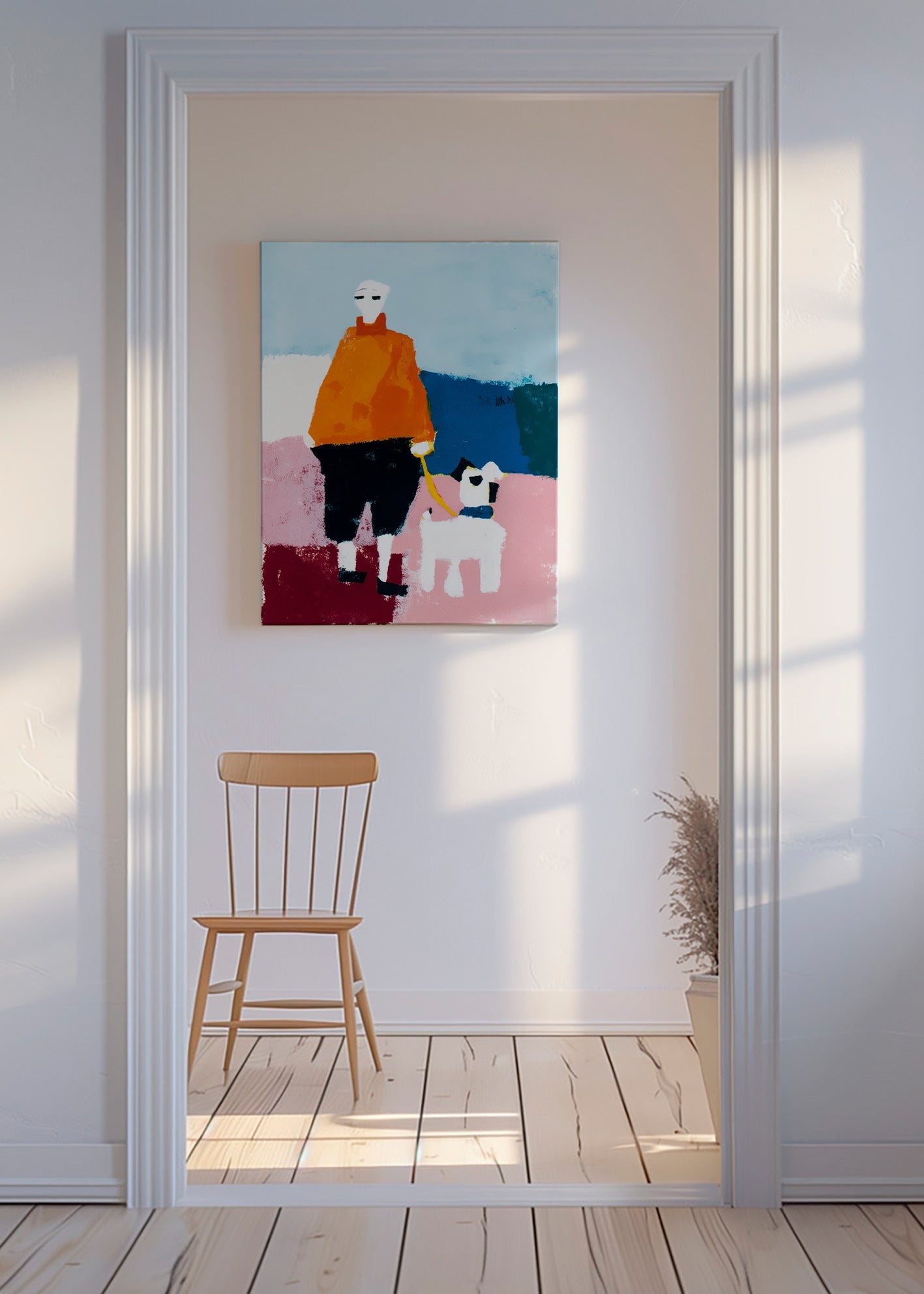 Ilustração passeio matutino com cão – Canvas