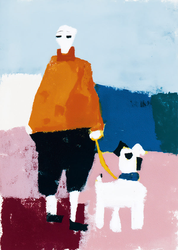 Ilustração passeio matutino com cão