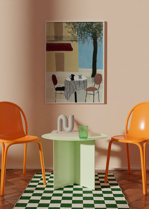 Arte para cozinha: mesa de terraço sob toldo vermelho – Product1