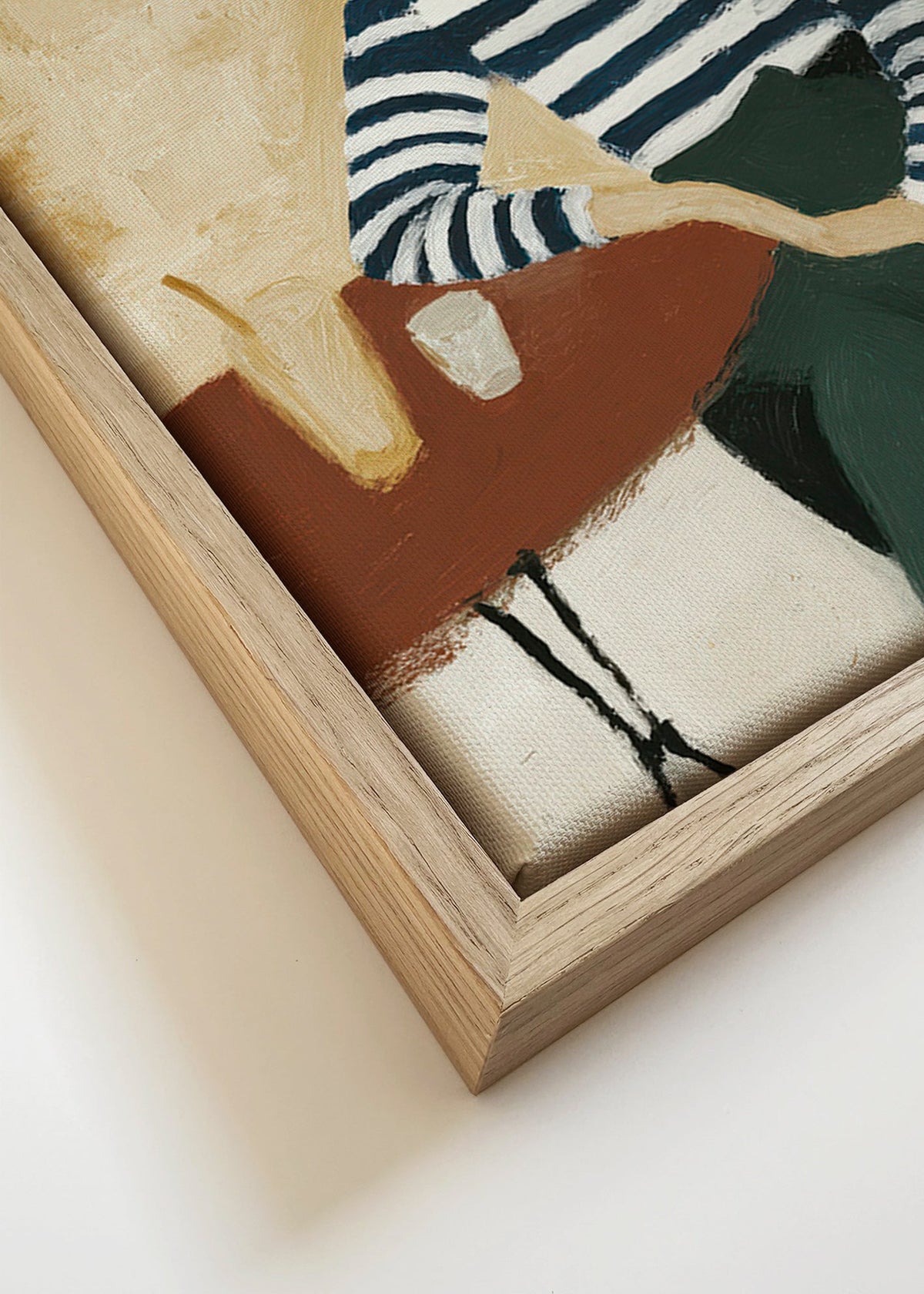 Arte para cozinha: figura às riscas junto ao mar – Canvas detail