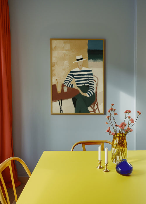 Arte para cozinha: figura às riscas junto ao mar – Product1