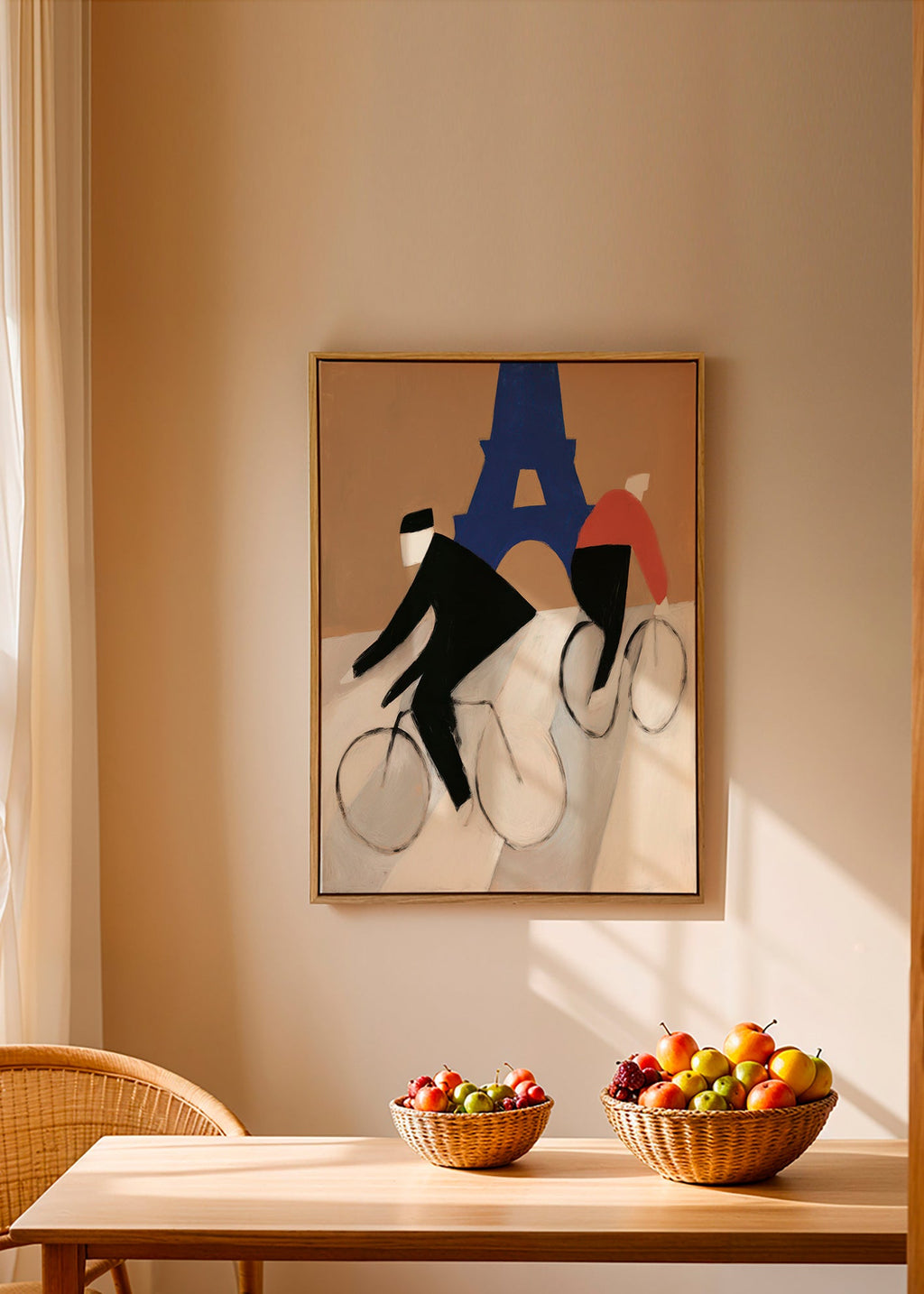 Quadro de cidade com ciclistas e Torre Eiffel – Canvas1