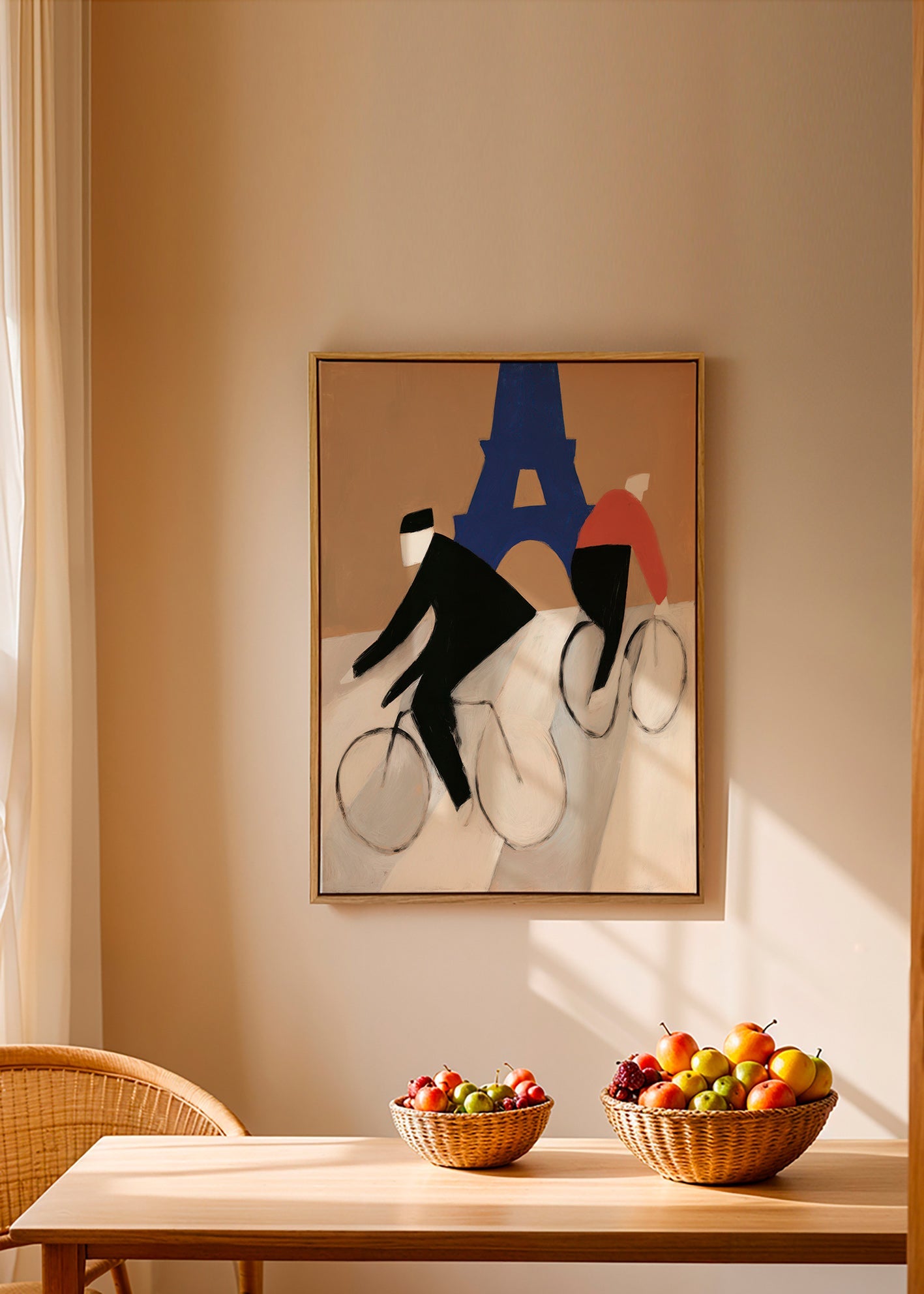 Quadro de cidade com ciclistas e Torre Eiffel – Canvas1