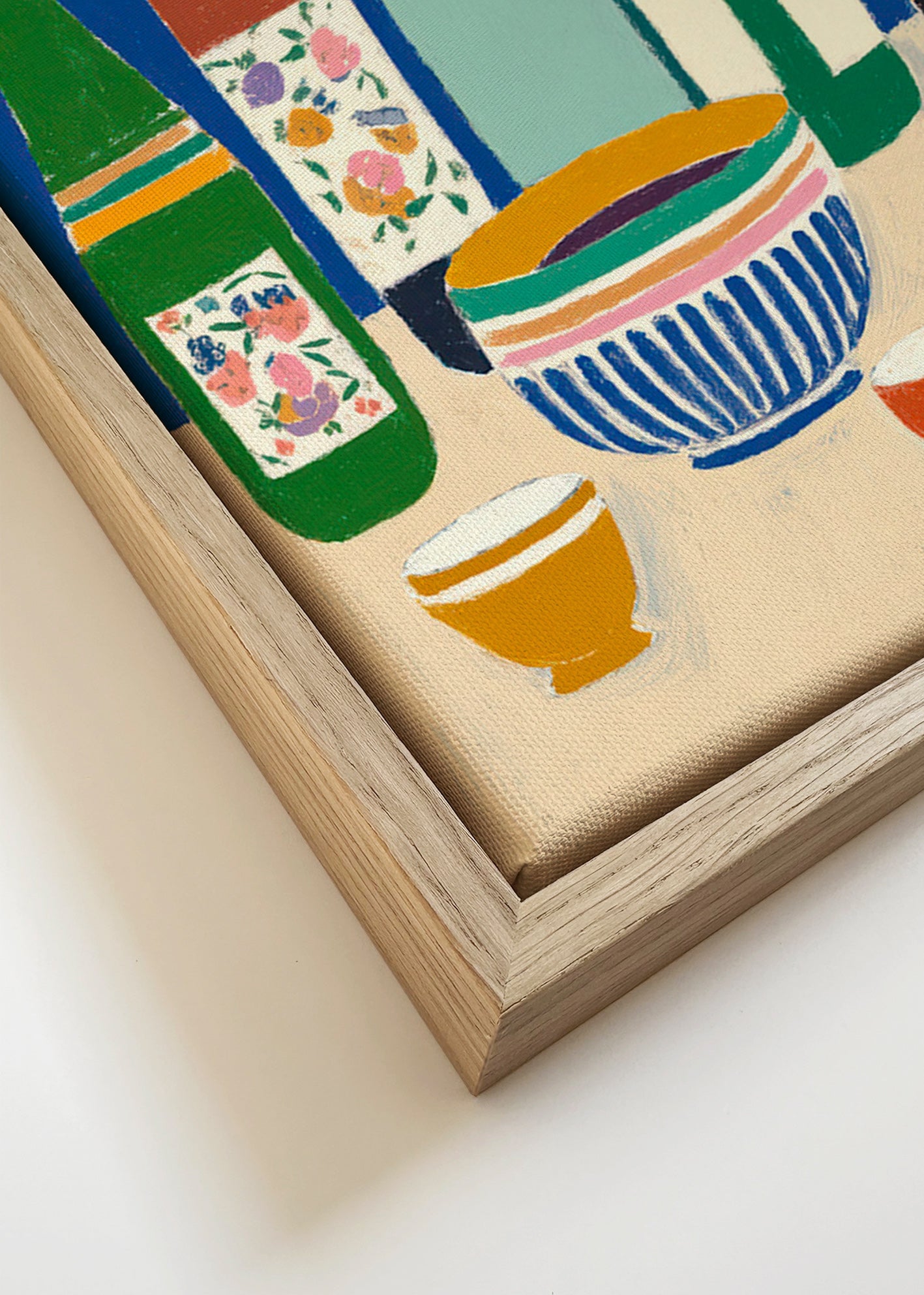 Arte para cozinha com garrafas e tigelas – Canvas detail