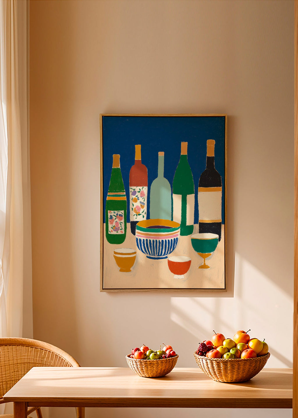 Arte para cozinha com garrafas e tigelas – Canvas1