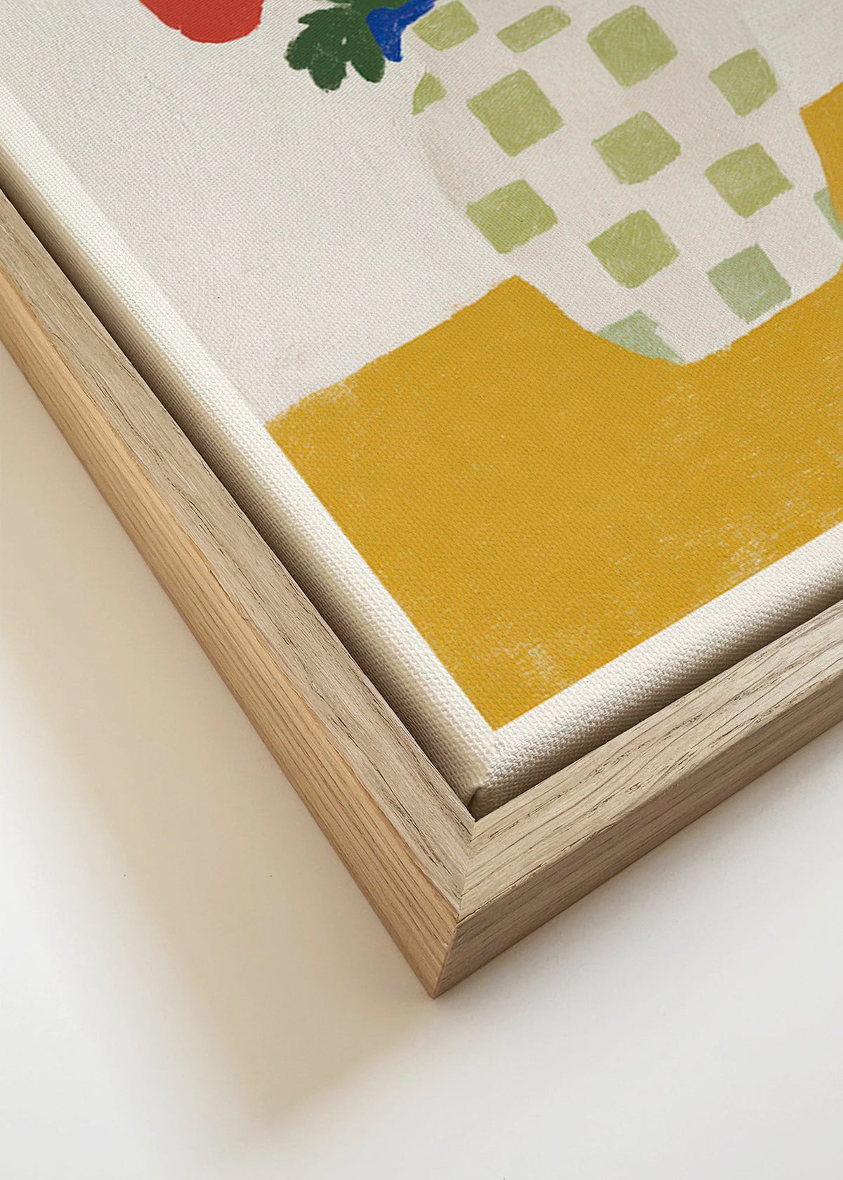 Estampa botânica: jarro xadrez com papoilas – Canvas detail