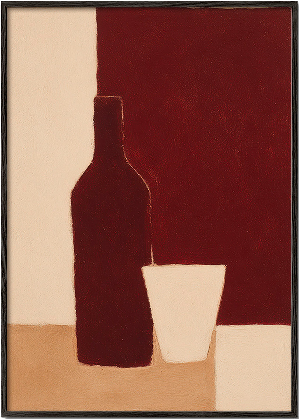 Arte para cozinha: garrafa e copo – Black Frame