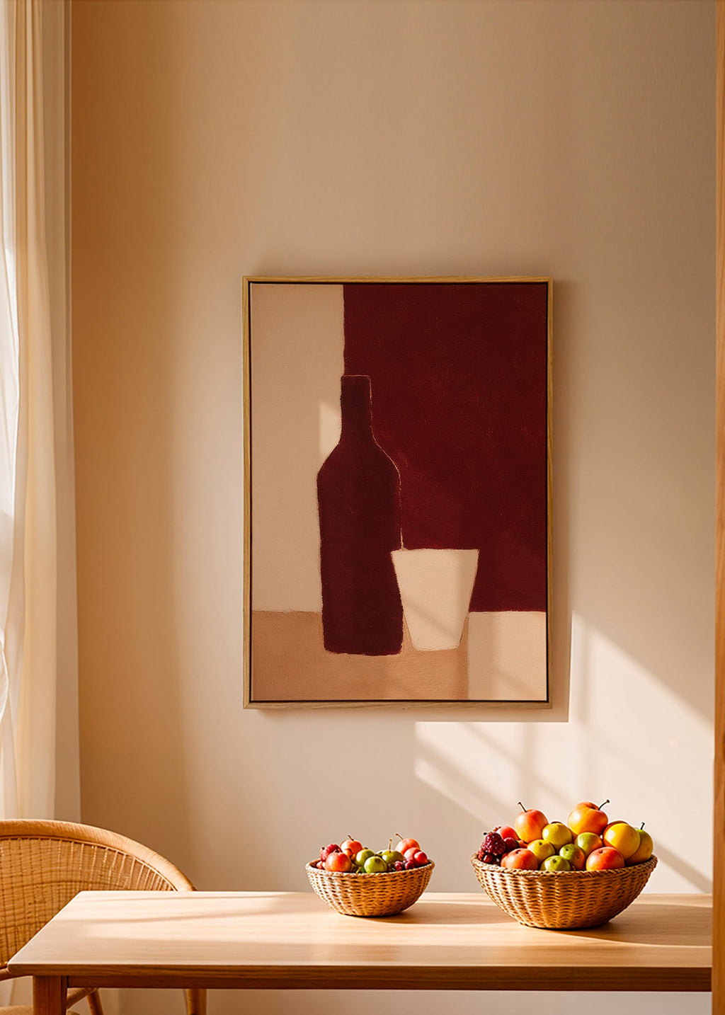 Arte para cozinha: garrafa e copo – Canvas1