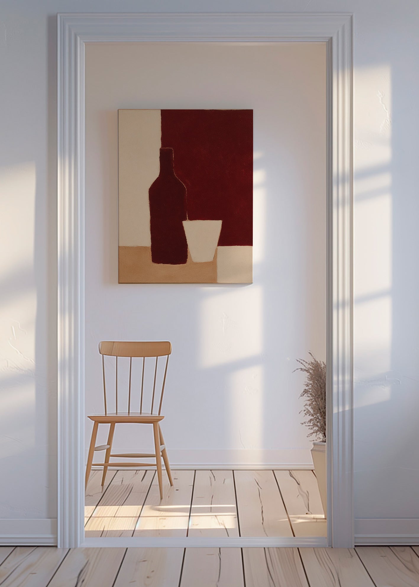 Arte para cozinha: garrafa e copo – Canvas