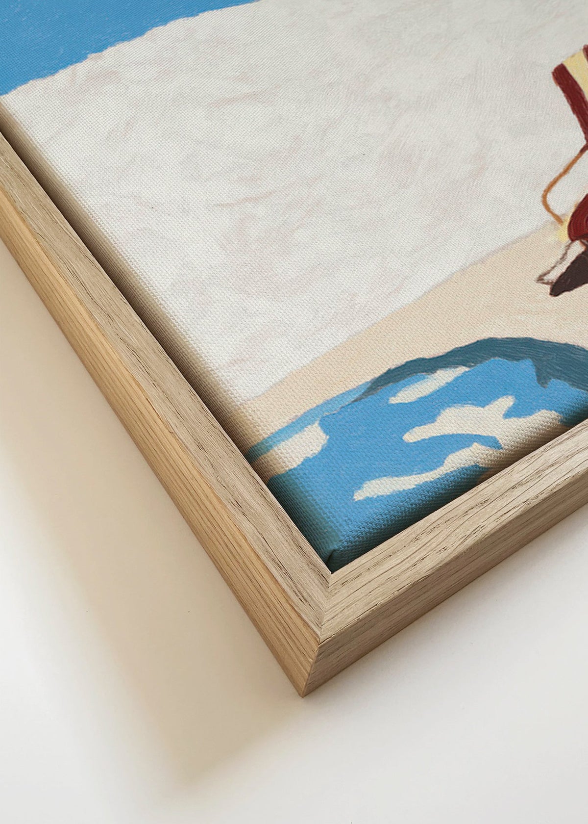 Quadro de paisagem com cadeira de piscina e palmeira – Canvas detail
