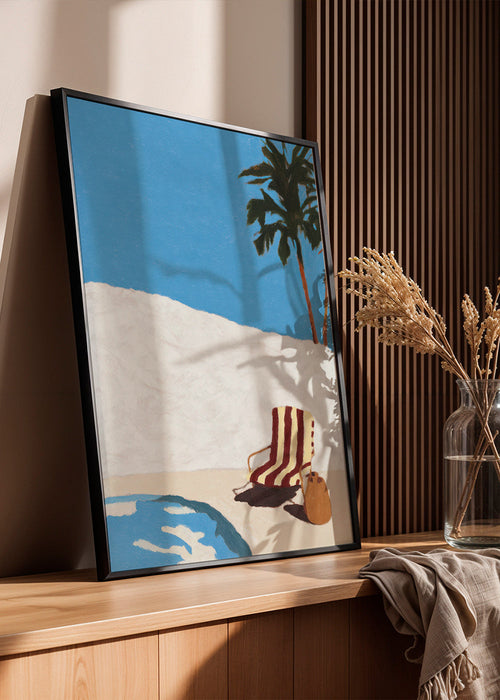 Quadro de paisagem com cadeira de piscina e palmeira – Product1
