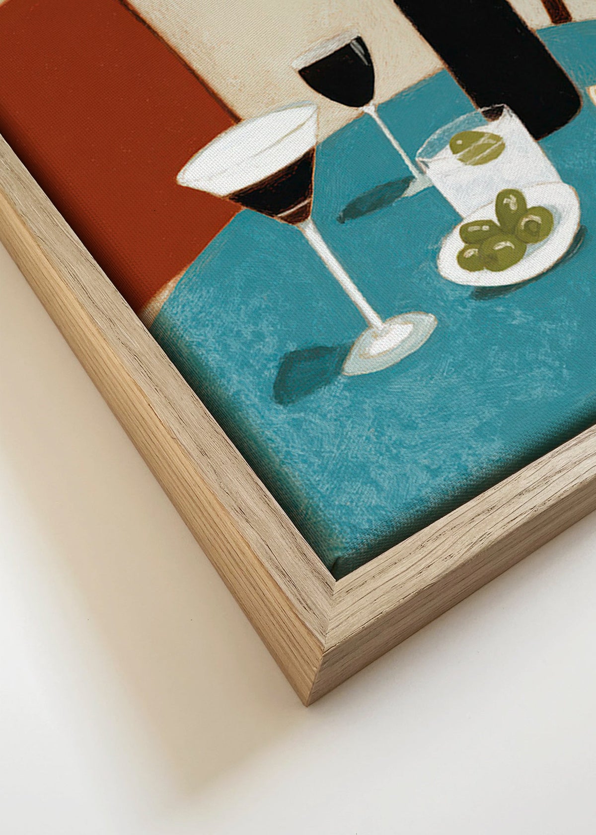 Arte para cozinha com aperitivo na mesa azul – Canvas detail