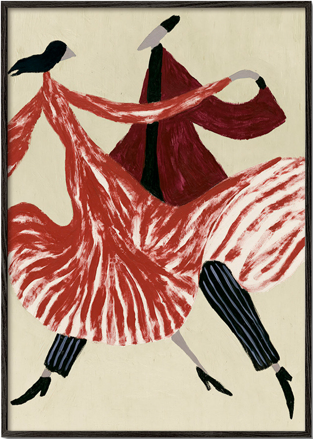 Quadro abstrato de bailarinas em movimento